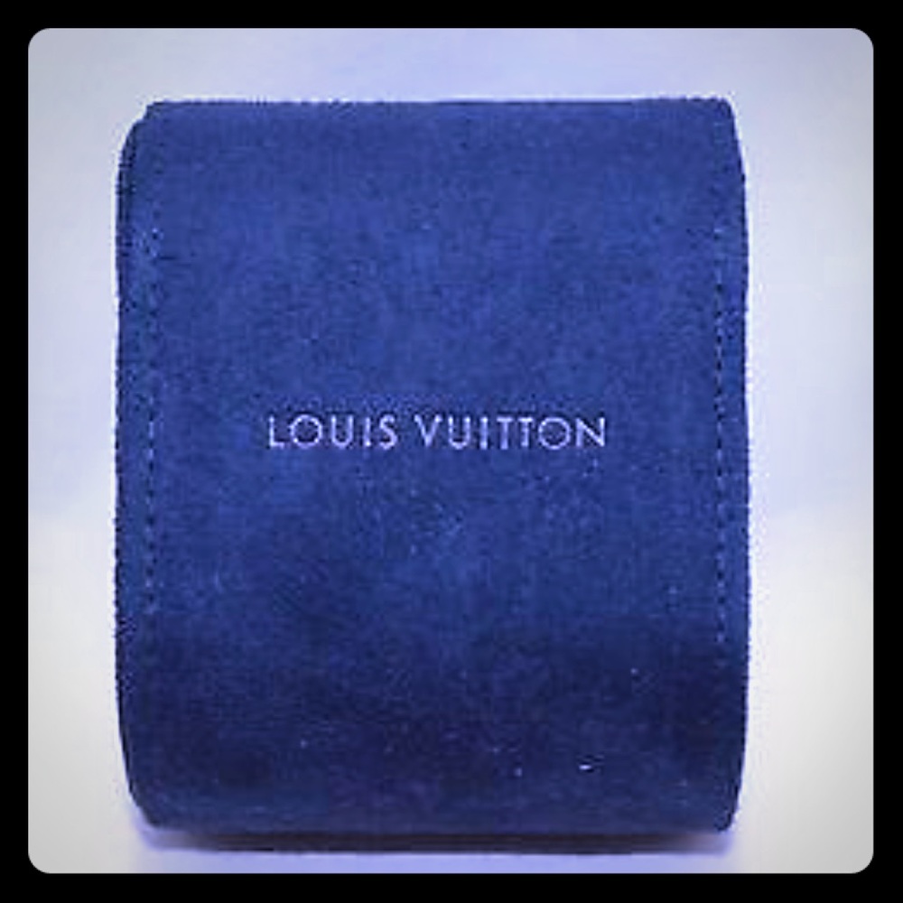 Authentic Louis Vuitton Suede watch box in navy